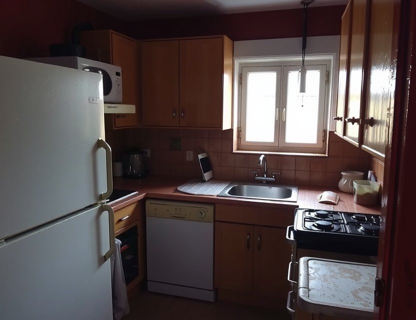 Vorher: Dunkle Küche in HafenCity